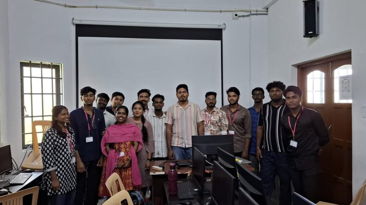Aravinth with a group of marketing students
