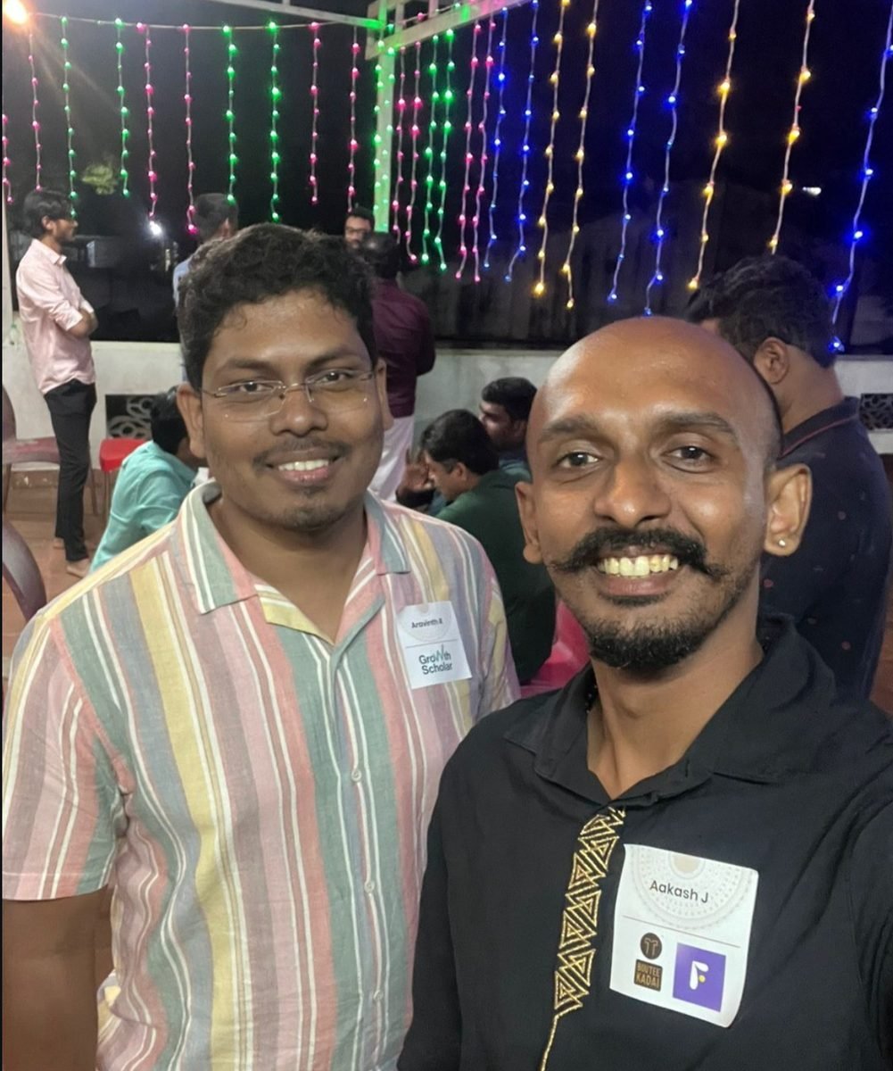 Aravinth with a fellow marketer at a meetup